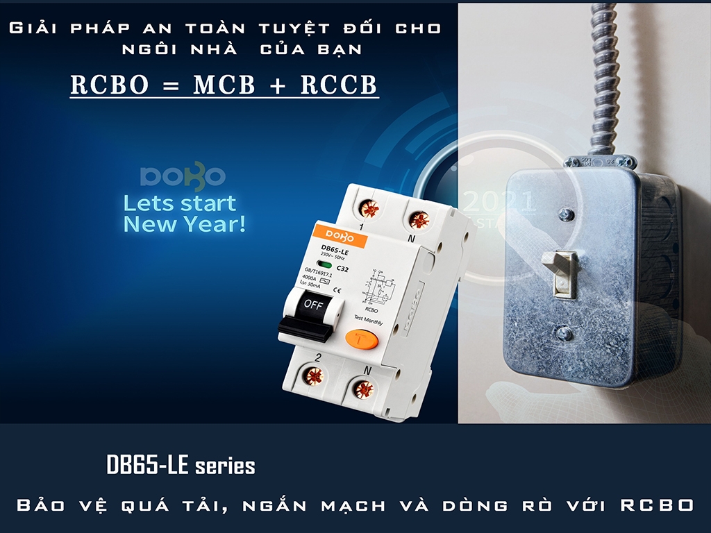 Aptomat chống giật (bảo vệ quá tải, ngắn mạch & chống dò điện) RCBO DoBo Korea