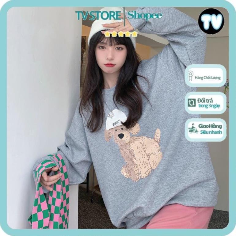 Áo Nỉ Nữ TVSTORE Áo sweater cổ tròn in họa tiết xinh xắn dành cho nữ Dày Ấm Nhiều Màu