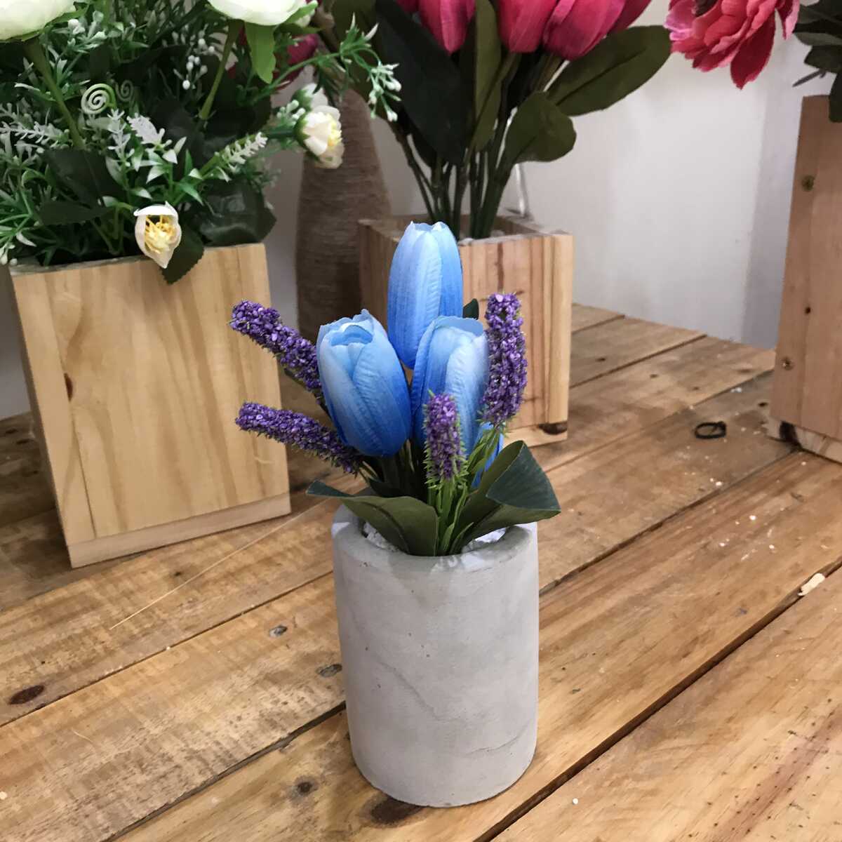 Bình Hoa Giả -  Hoa Tulip Và Hoa Lavender - Hoa Vải Cao Cấp - Hoa Vintage