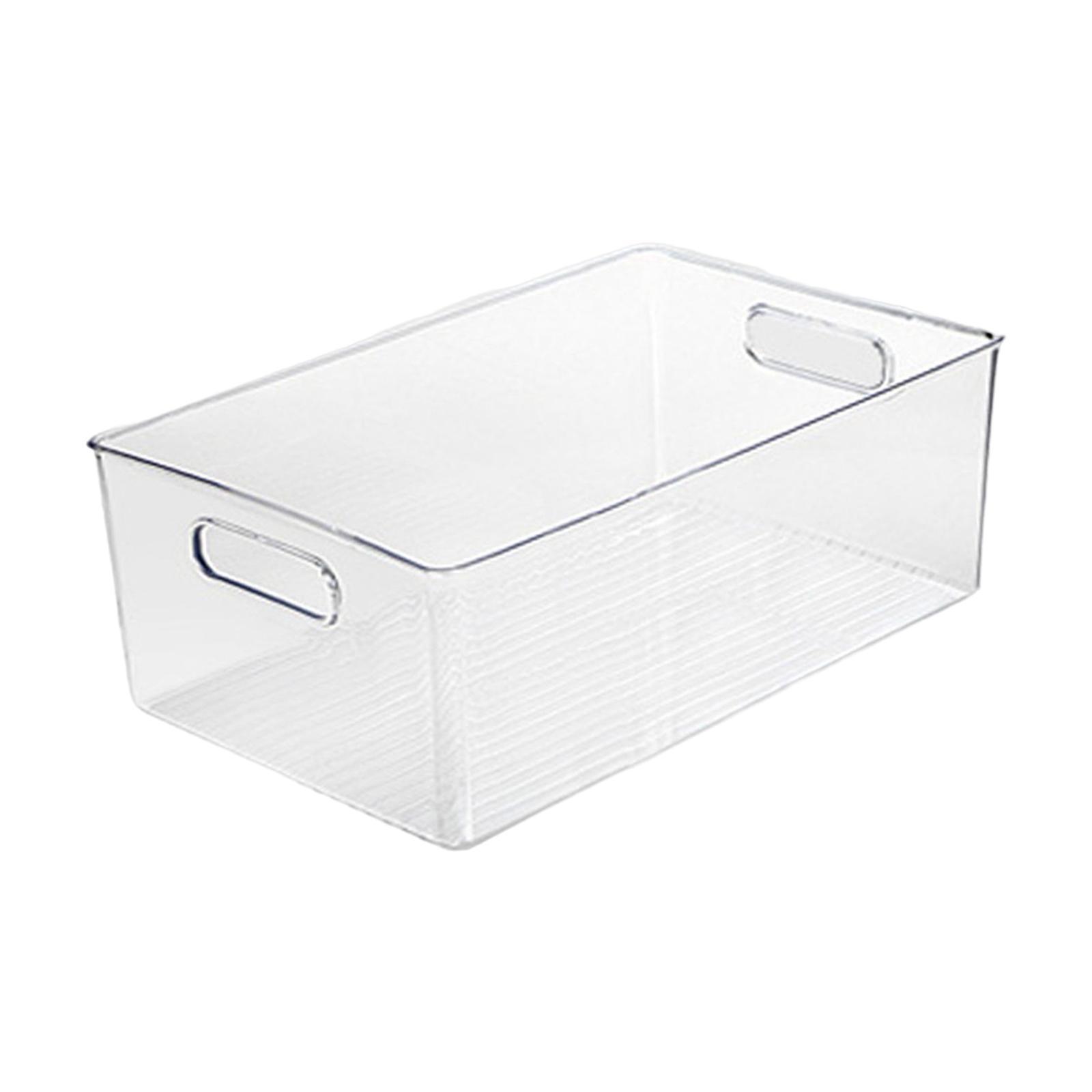 2x Transparent Storage Organizer Bin with Handle for Kitchen