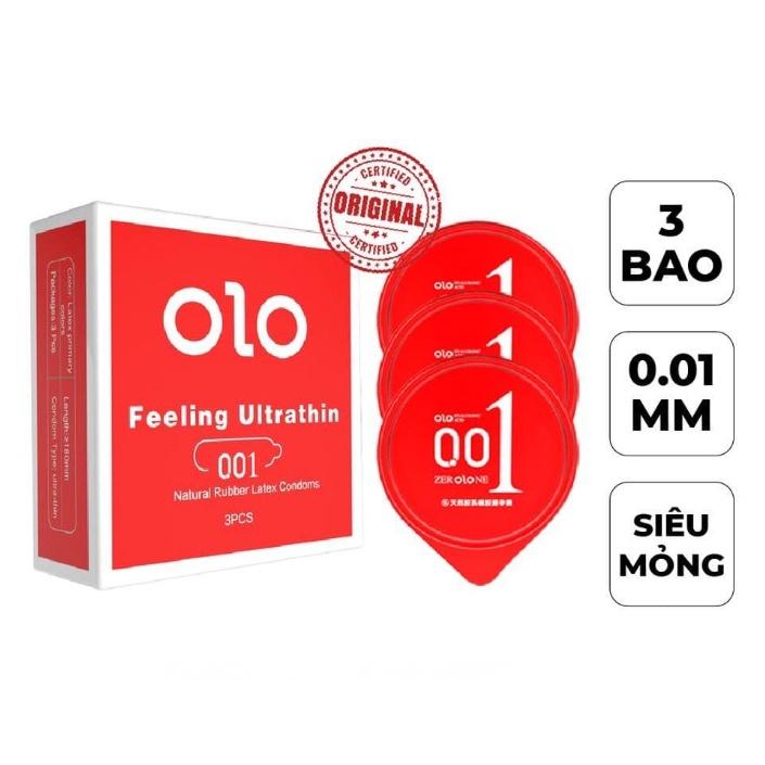 Bao cao su 001 Olo premium 0.01mm siêu mỏng Hộp 3 bcs