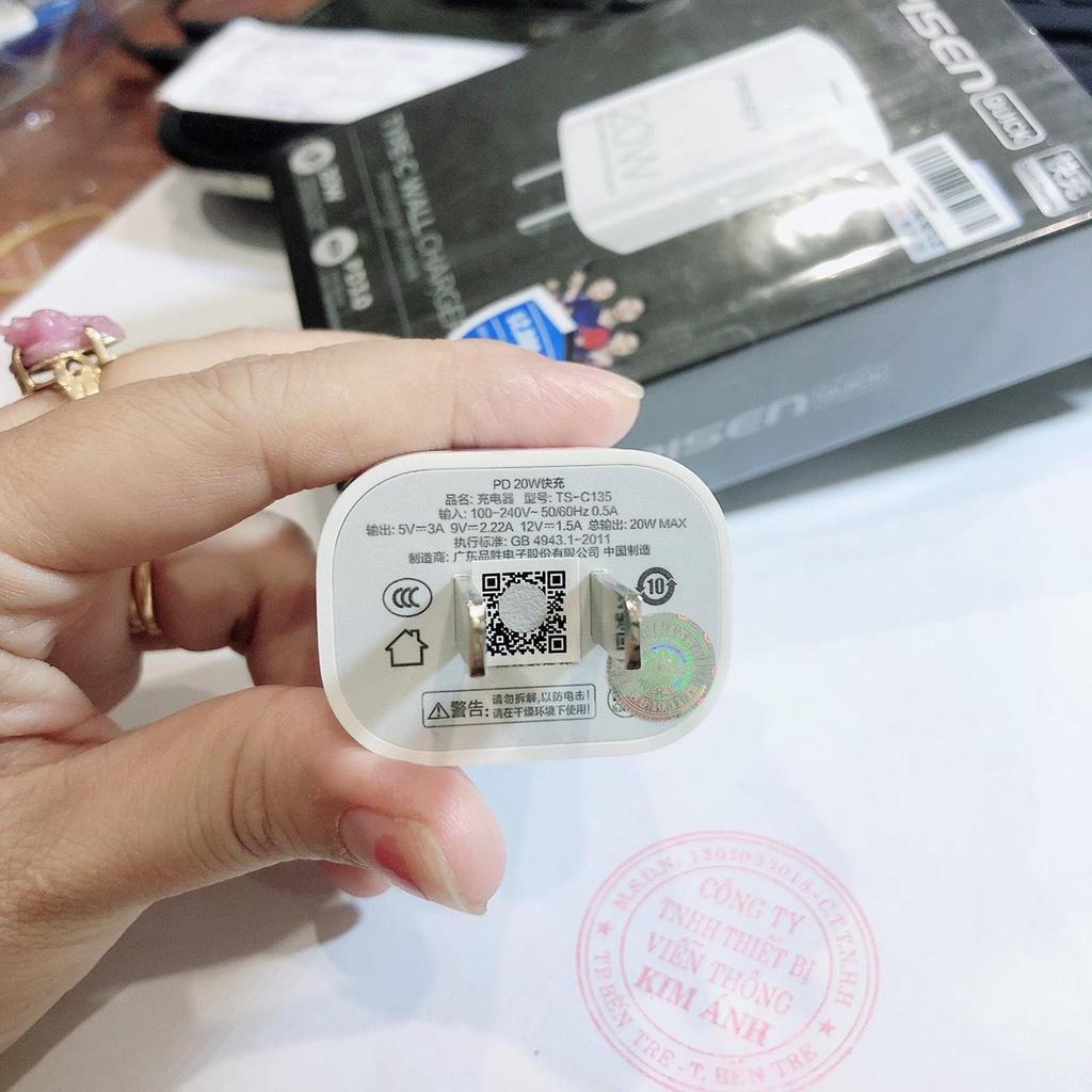 Cóc sạc nhanh PISEN Quick PD 20W - - Màu trắng, Hàng chính hãng