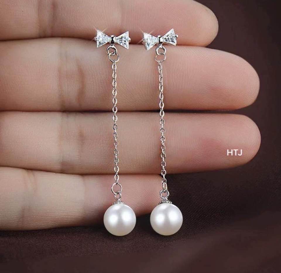 Bông tai bạc tua trai chất liệu bằng bạc s925 MS055