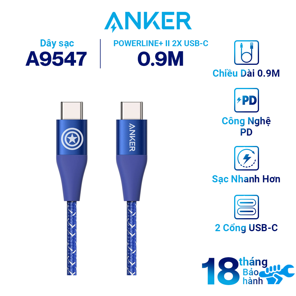 Cáp Sạc ANKER Powerline+ II USB-C To USB-C Phiên Bản Marvel - A9547 / A9549 - Hàng Chính Hãng