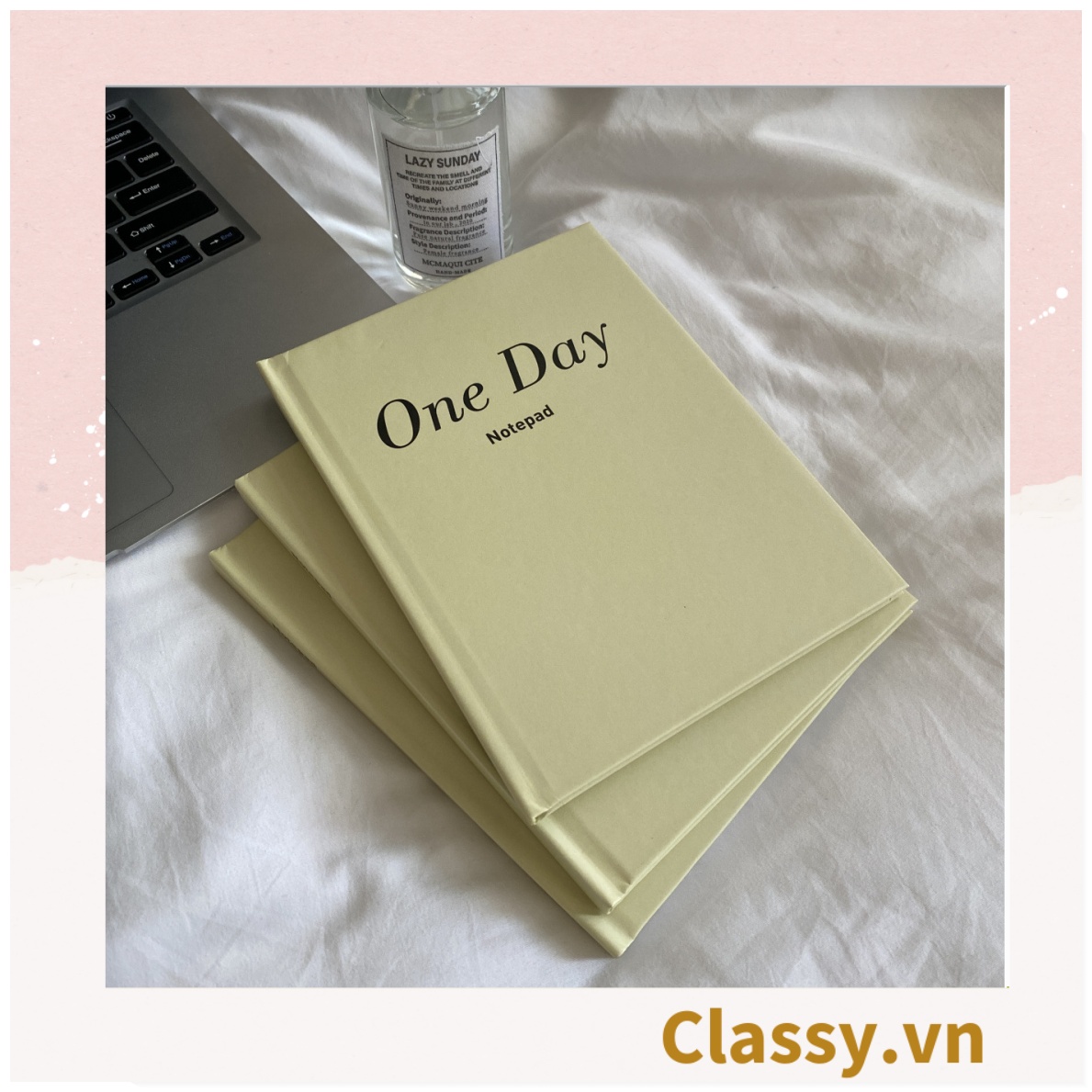 Sổ dán gáy bìa cứng - Classy Notebook ghi chép A5 100 trang bìa tối giản- Giấy kẻ ngang chống lóa mắt in chữ PK1747