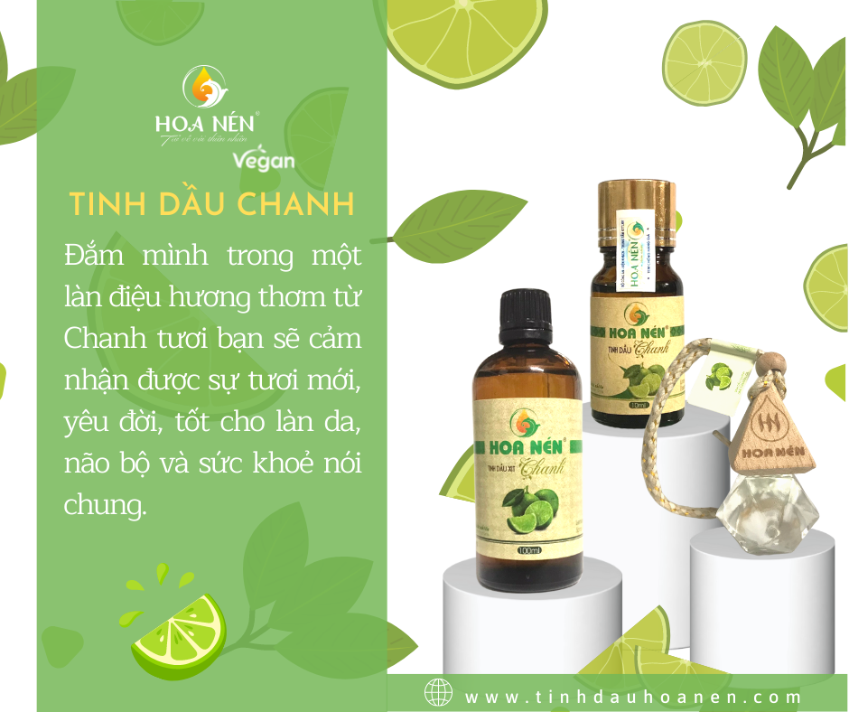 Tinh dầu Chanh nguyên chất 30ml - Hoa Nén - Vegan - Khử mùi, làm thơm phòng