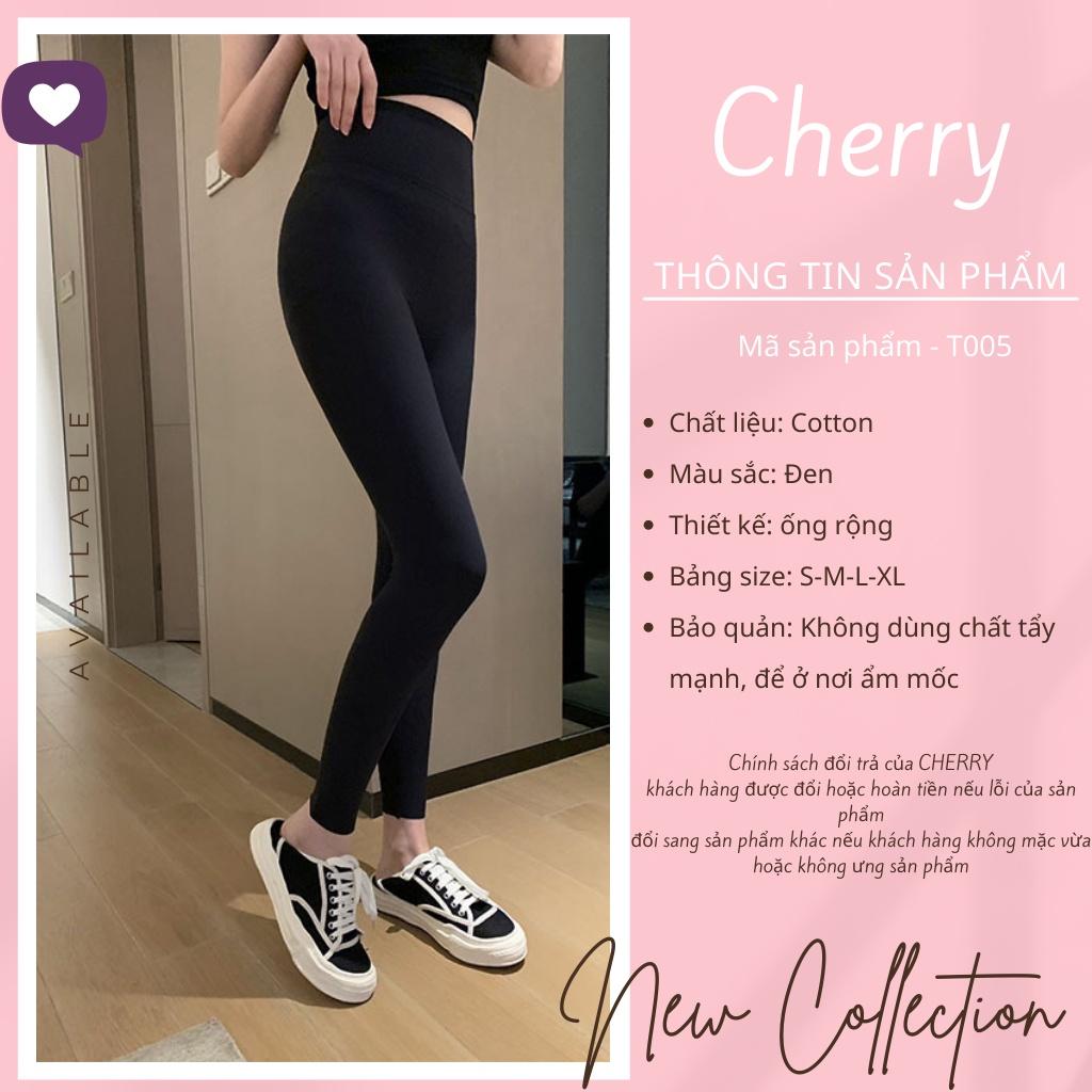 Quần legging nữ dài lưng cao dày dặn CHERRY vải thun thái cao cấp dáng ôm mặc nhà đi chơi tập gym T005