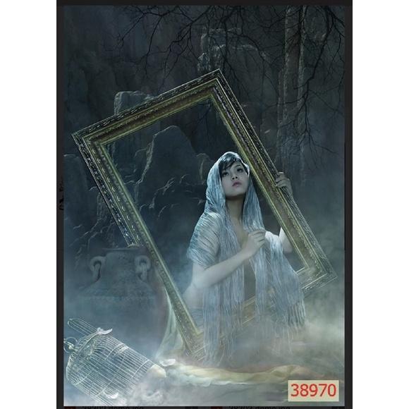 Tranh nghệ thuật cô gái dán tường 3d. KT 80x120 cm, tranh in vải lụa siêu bền