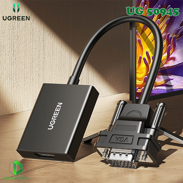 Cáp Chuyển VGA sang HDMI+Audio Ugreen 60814/50945 Chính hãng CM513 ( cổng trợ nguồn USB C)  hàng chính hãng