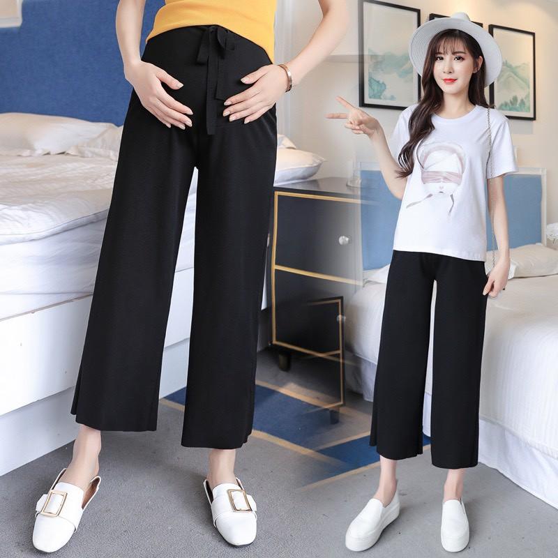 Quần bầu ống rộng dáng suông,- quần bầu VẢI COTTON TĂM mềm mát, có đáp bụng và chun chỉnh size cho b