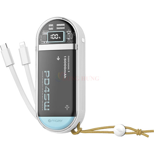 Sạc dự phòng Mazer PowerCharge Link 1545 2Type-C 1USB 15000mAh PD45W M-PC45LINK1545 - Hàng chính hãng