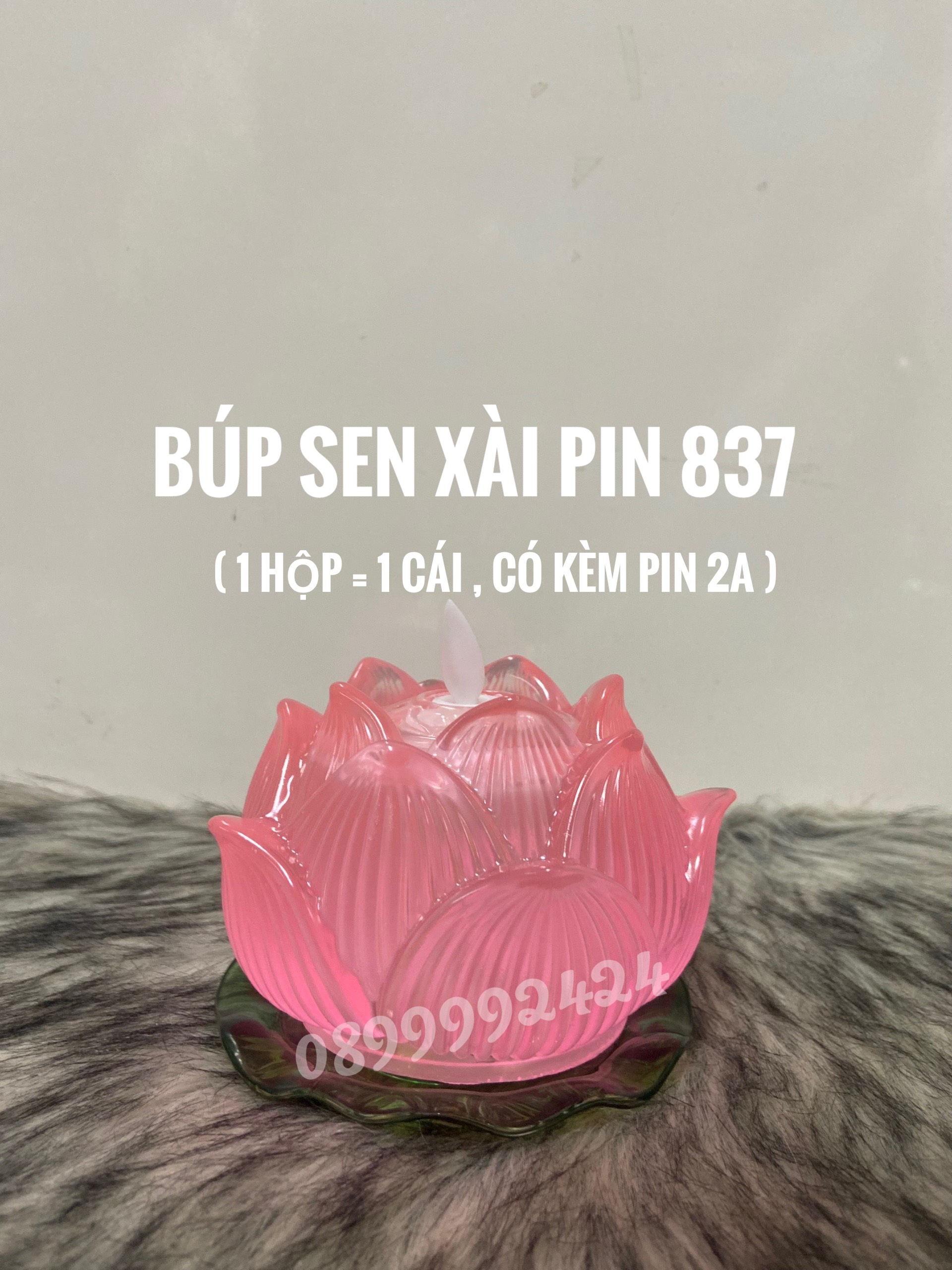 BÚP SEN ĐÈN NẾN THỜ CÚNG DÙNG PIN LED SIÊU SÁNG 837, NẾN DÙNG PIN