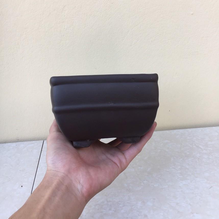 Chậu bonsai Vuông khum mini đất nung gốm Bát tràng 1 size BM-43