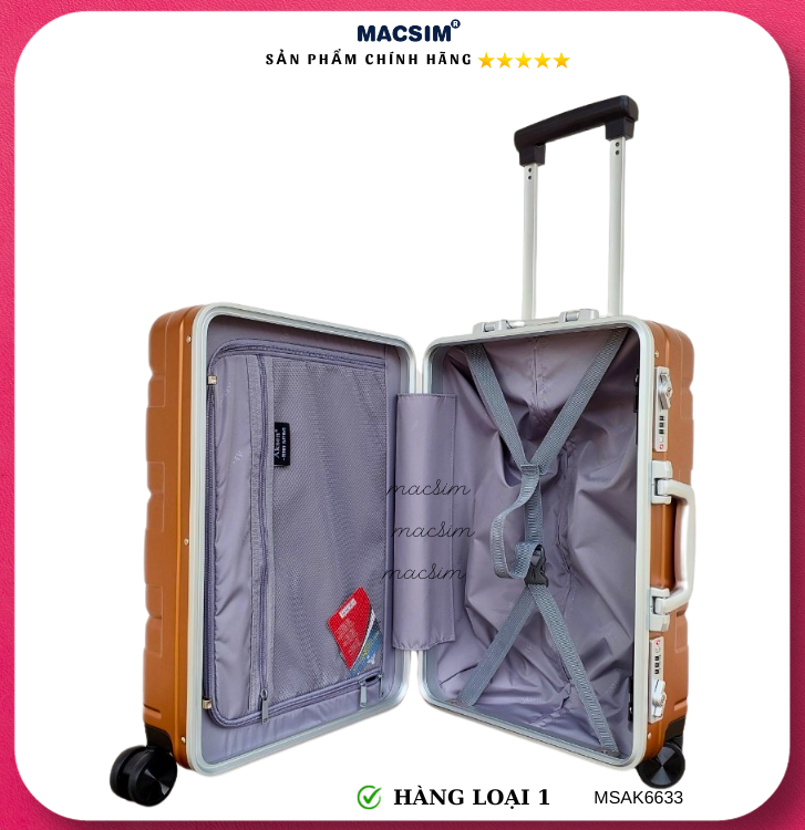 Vali cao cấp Macsim Aksen hàng loại 1 MSAK6633 cỡ 20inch màu đồng