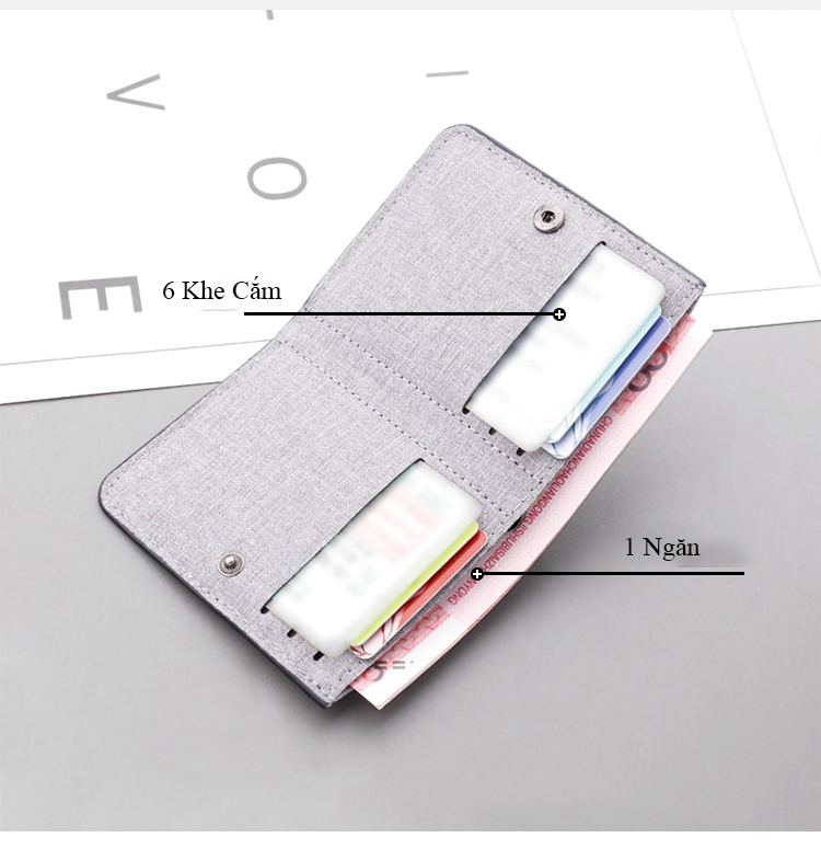 Ví Bóp JOHZEON Đứng Kiểu Dáng Hàn Quốc Nhiều Ngăn Vải Canvas Bền Bỉ Tiện Lợi DV109