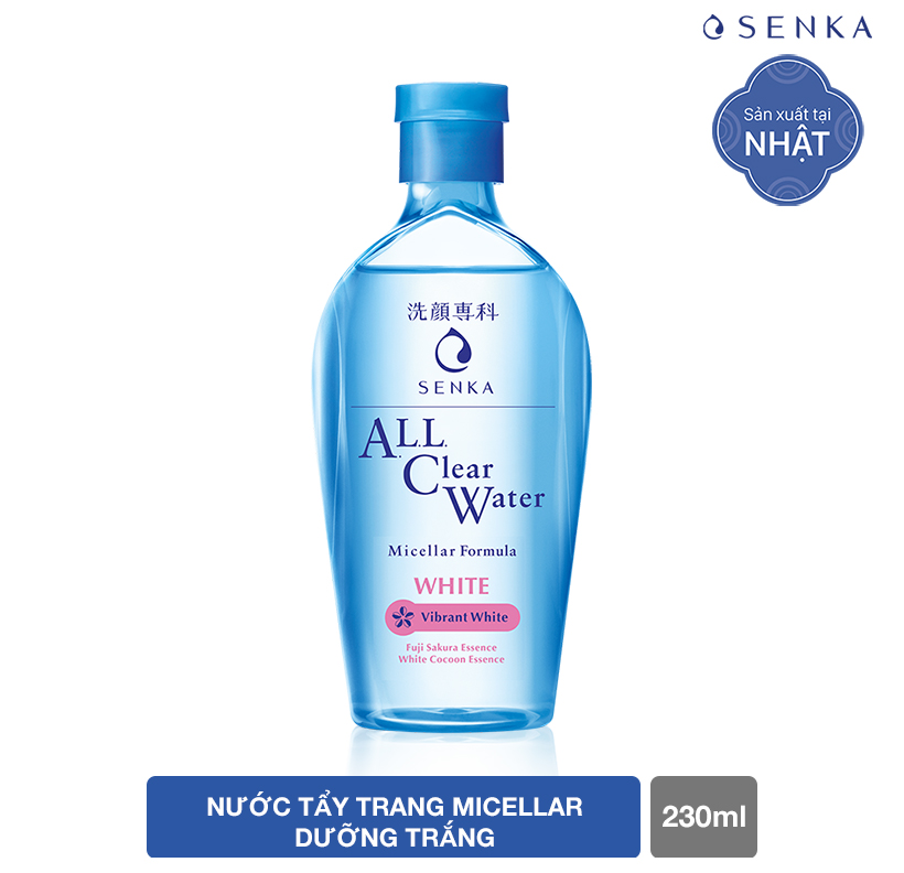 Bộ Nước tẩy trang Senka dịu nhẹ dùng cho mặt và mắt môi (Senka A.L.L. CLEAR WATER Micellar Formula White 230ml and A.L.L Clear Eye &amp; Lip 150ml)