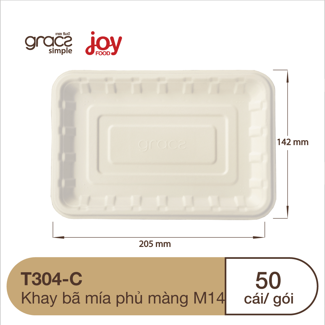 50 khay bã mía chữ nhật, phủ màng