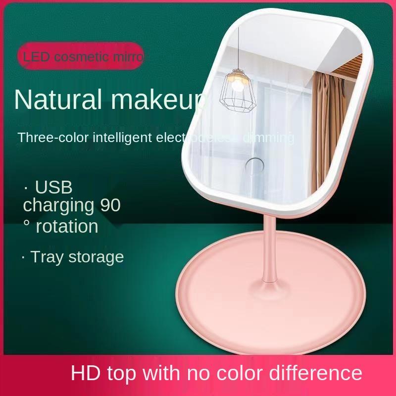 Gương trang điểm để bàn hình vuông có đèn LED tiện dụng