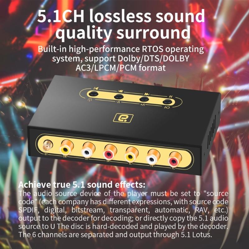 Bộ chuyển đổi đầu thu tương thích Bluetooth DA720 5.1Ch Hỗ trợ DTS AC3 cho Bộ khuếch đại tai nghe máy tính xách tay