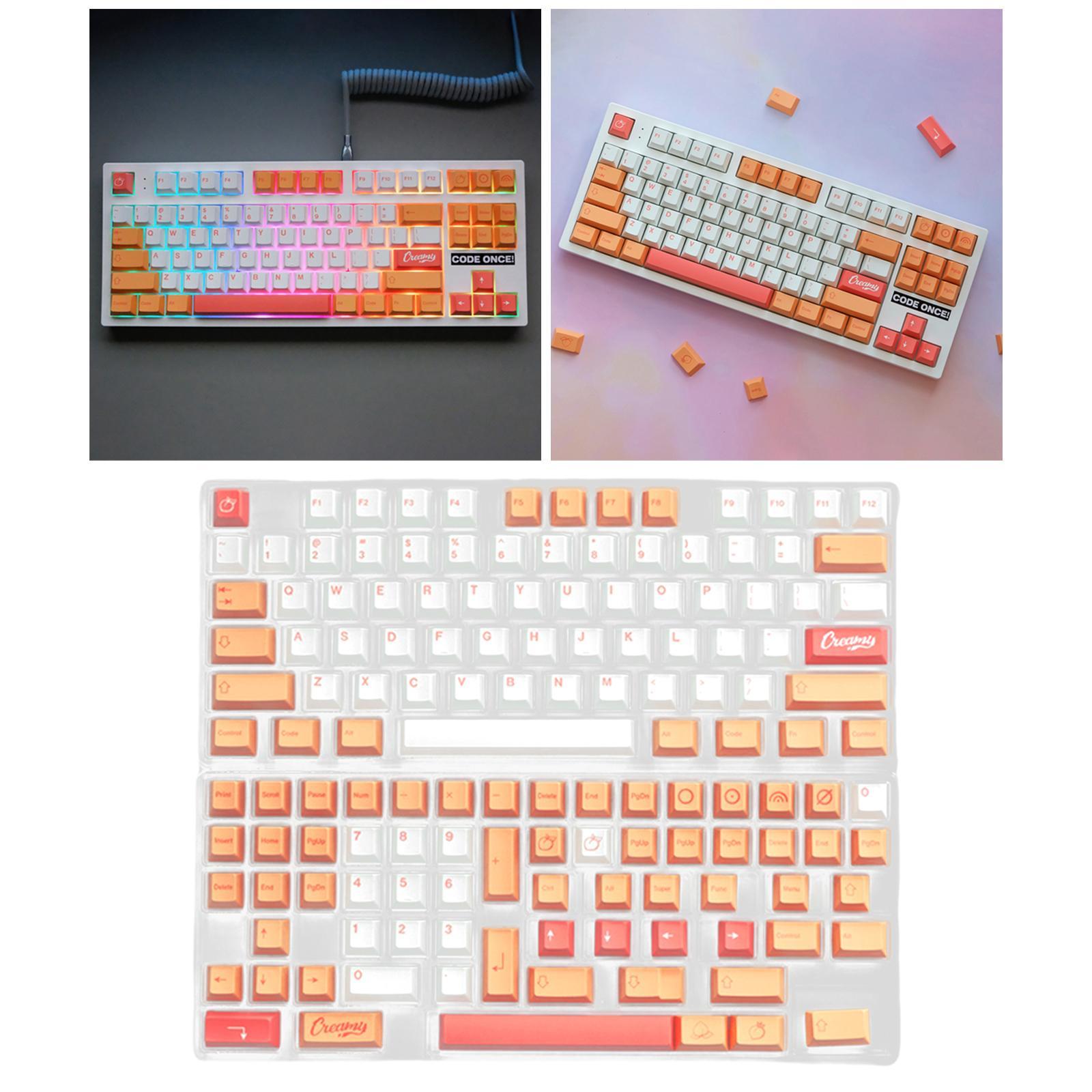 Universal 141 Keys PBT Keycaps, Dye Sub Cherry Profile, 6.25U Spacebar, ANSI Layout Peach Key Caps for Mechanical Gaming Keyboard Keycap Set