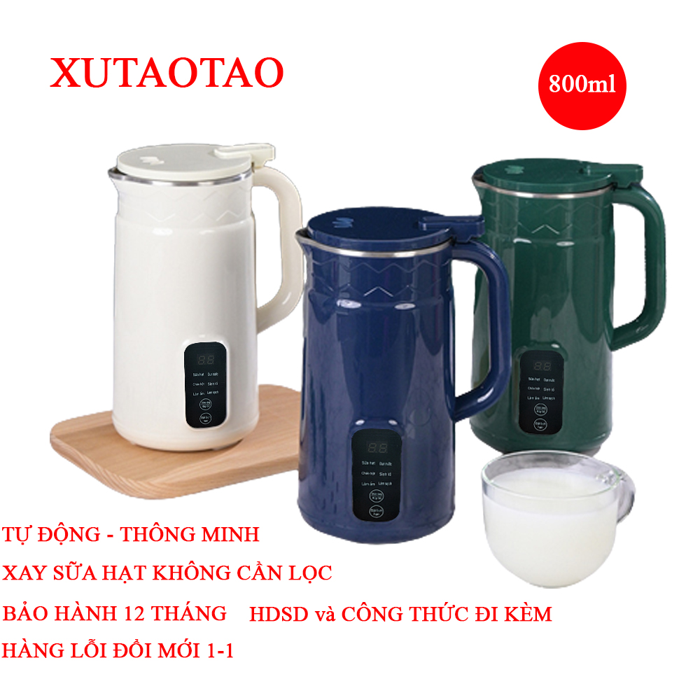 Máy làm sữa hạt mini 800ml đủ cho 1-3 người, máy nấu sữa hạt đậu nành, nấu cháo cho bé, máy xay sinh tố đa năng - Hàng nhập khẩu.