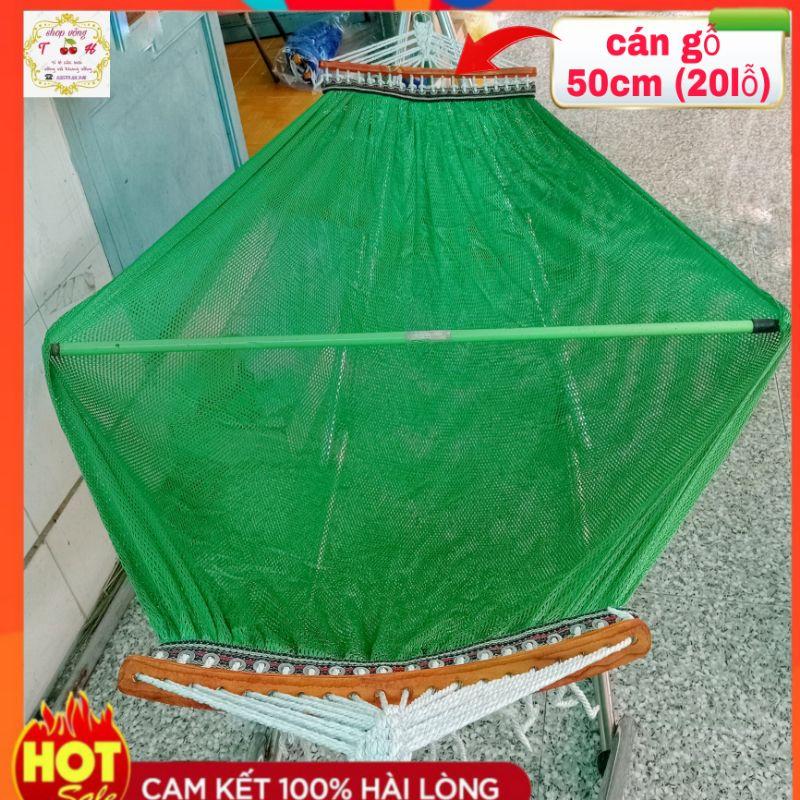 Lưới võng xếp cán gỗ 2 lớp cao cấp, chất vải dày mềm rộng, dài 235cm hàng đẹp