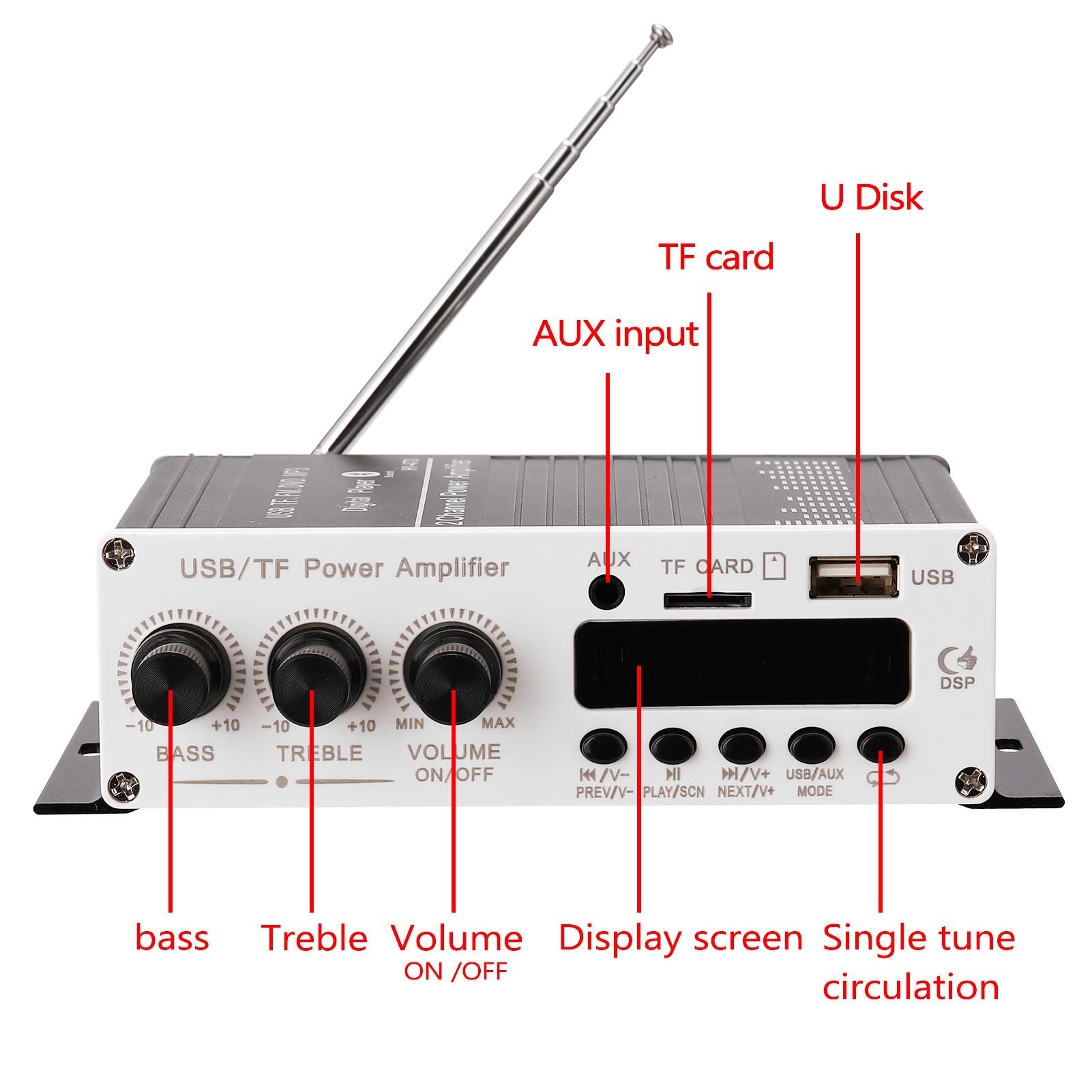 BT Motorcycle Car Computer Digital Player 2 Channel Power Amplifier FM Radio Lossless Music Power Amplifier Digital