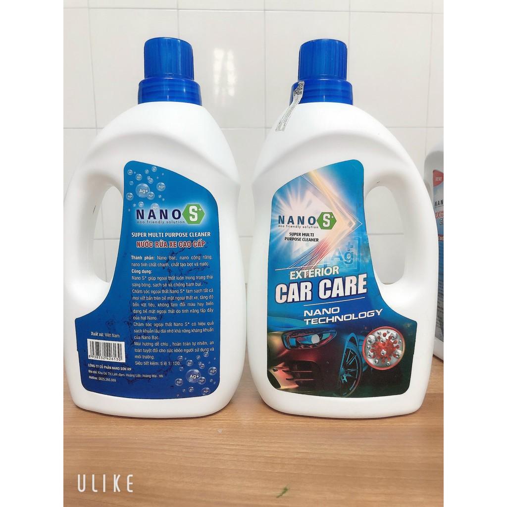 Nước rửa xe ôtô Nano S* Car Care - Chăm sóc Ngoại thất xe, Nano Bạc diệt khuẩn, hương thơm nước hoa 1 lít