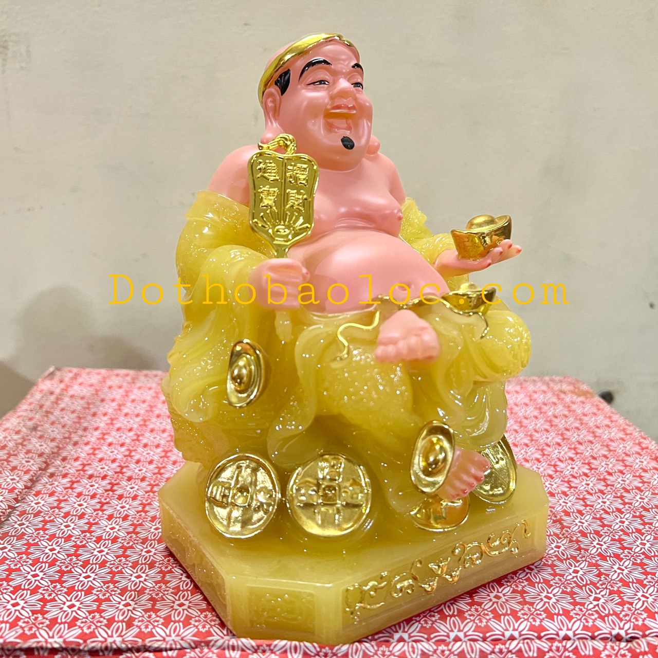 Tượng Thần Tài Thổ Địa đá cao cấp nhập khẩu Đài Loan cao 19cm – Vàng