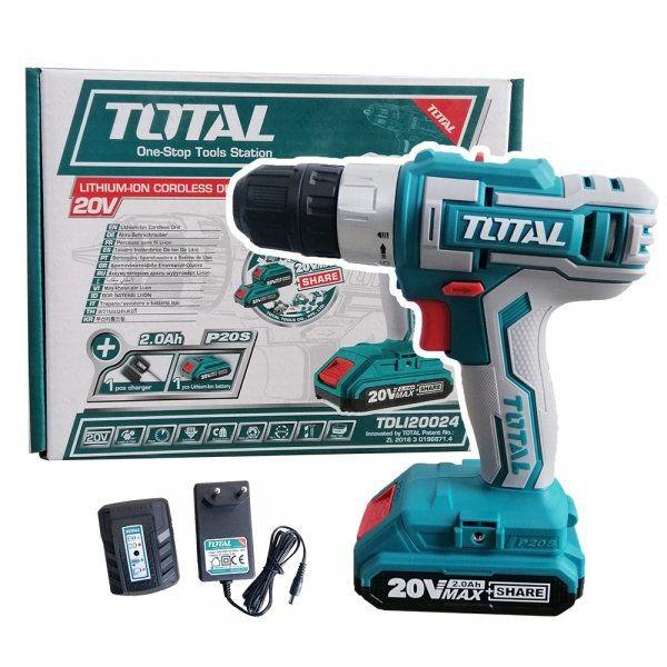MÁY KHOAN VẶN VÍT DÙNG PIN 20V 45NM TOTAL TDLI20024 - HÀNG CHÍNH HÃNG