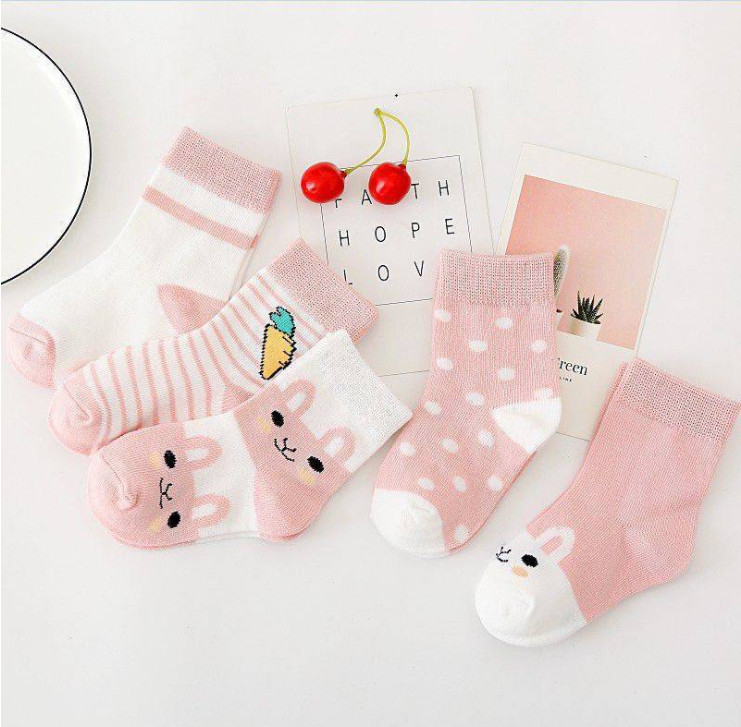 Set 5 Đôi Tất, Vớ  Hình Thỏ Cao Cổ,Chất Thun Cotton 4 Chiều,Êm Mềm, Co Dãn Tốt, Đáng Yêu, Dễ Thương, Ưa nhìn, Có 3 Màu ( Xanh, Cam, Hồng) Phù Hợp Cho Bé Đi Học, Đi Chơi Đều Thoải Mái, Năng Động