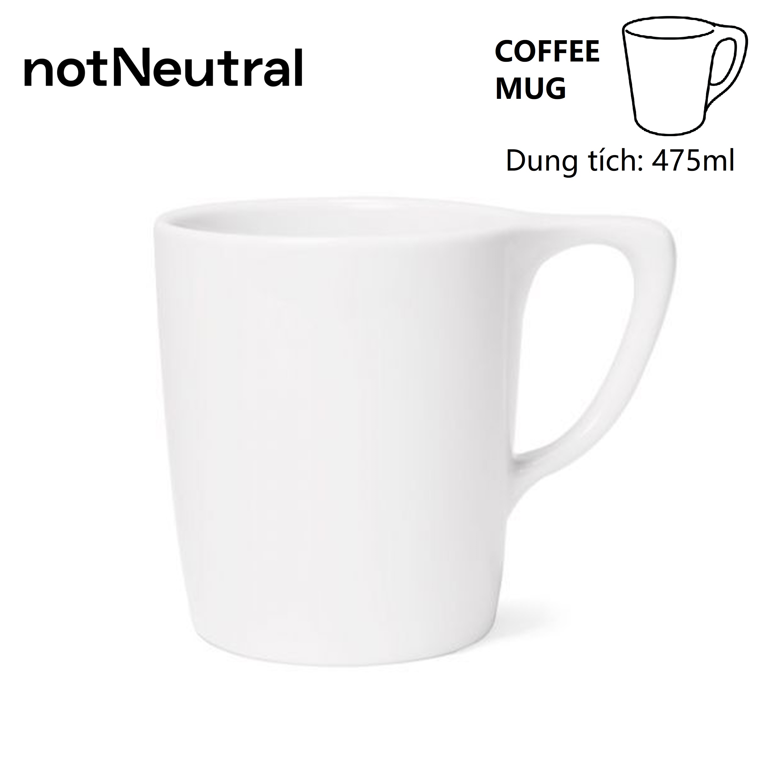 Ly cốc sứ màu NotNeutral LINO Coffee Mug 475ml