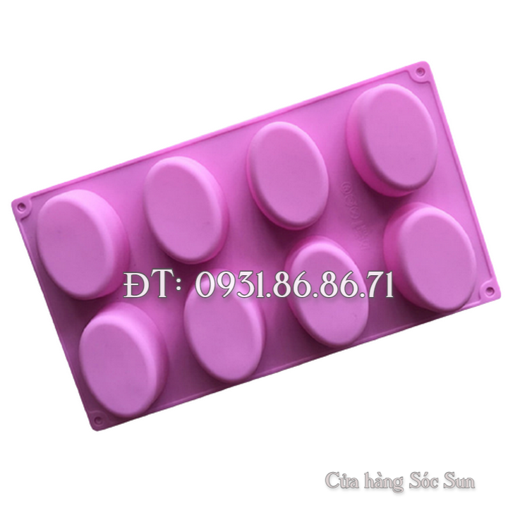 Khuôn silicon 8 hình Oval - Mã số 1052