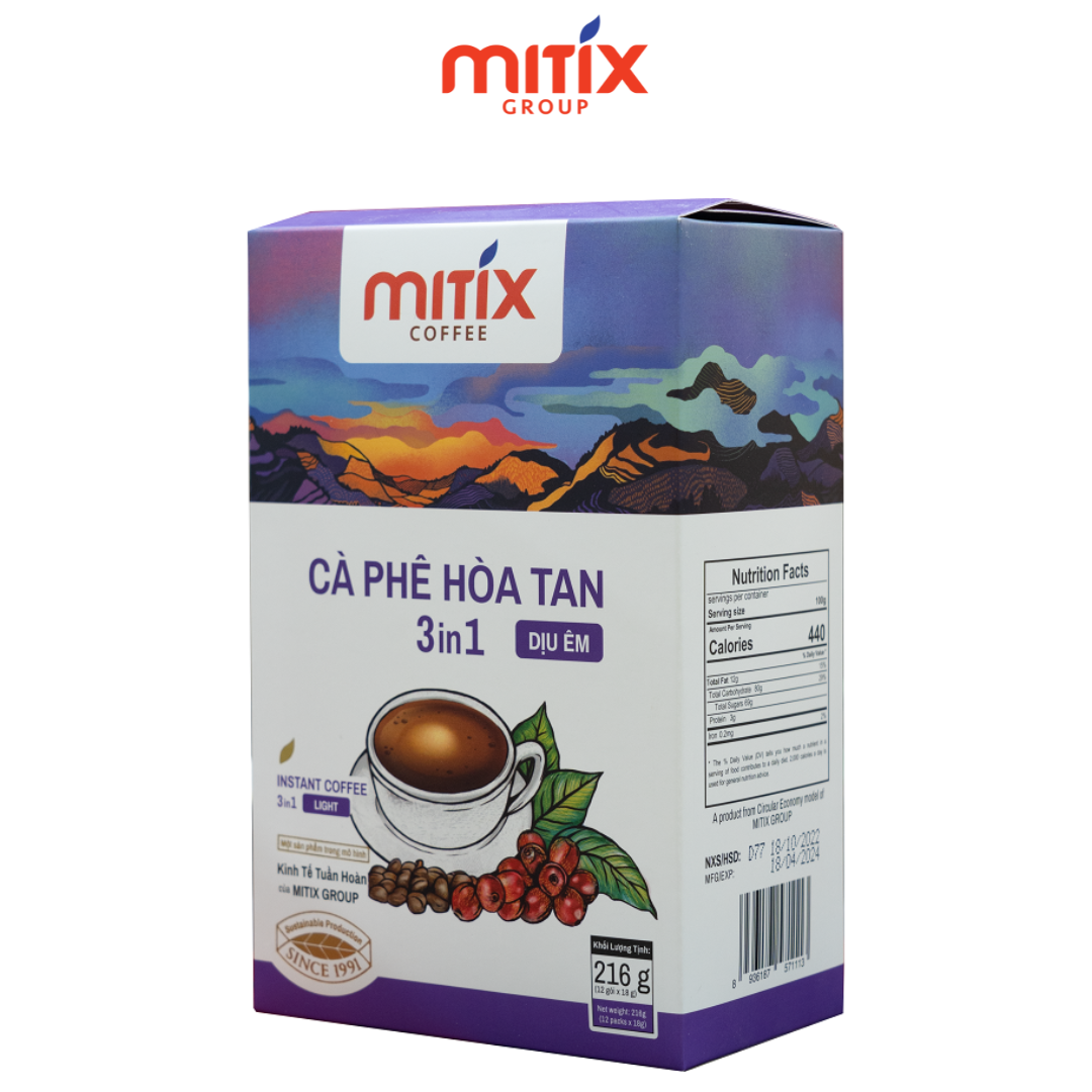 Cà phê hòa tan 3in1 Mitix Dịu Êm loại 216gr