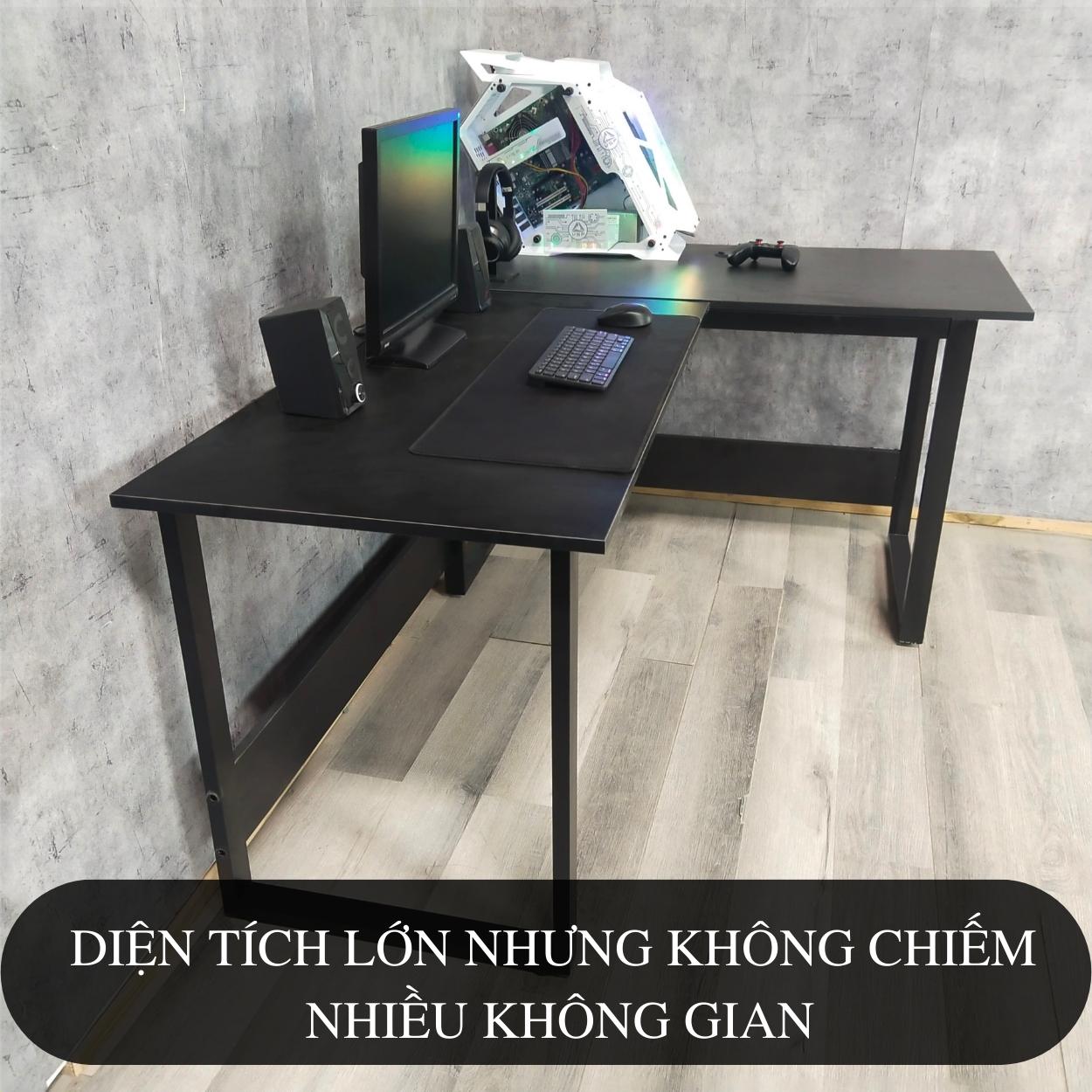 Bàn làm việc để máy tính chữ L dùng học tập, gaming FUFUTECH, mặt gỗ rộng rãi 180x120cm, khung  sơn tĩnh điện chắc chắn