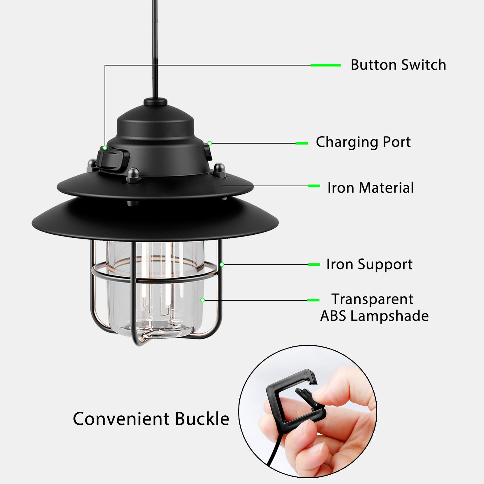 Đèn lồng cắm trại USB treo mini với 2 chế độ chiếu sáng Ánh sáng ngoài trời chống nước