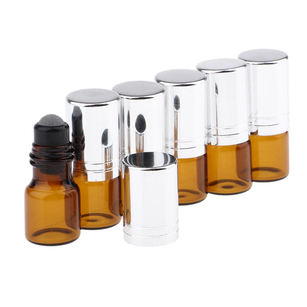 6x 2mL Empty Roller Bottle w/ Glass Ball for Essential Oils