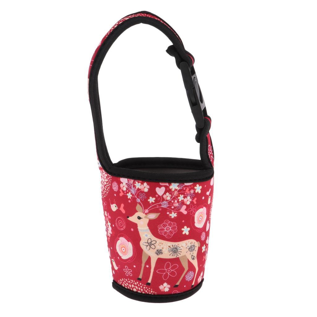 2Pcs Water Bottle Tumbler Carrier Bag Cover Holder Protective Pouch with Hand Strap Buckle - Red