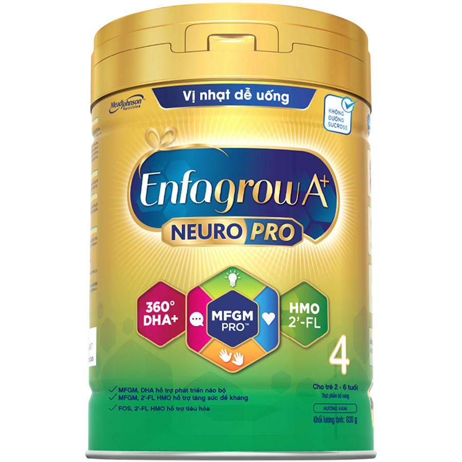 Sữa bột Enfagrow A+ NeuroPro 4 với 2’-FL HMO cho trẻ từ 2 – 6 tuổi – 830g