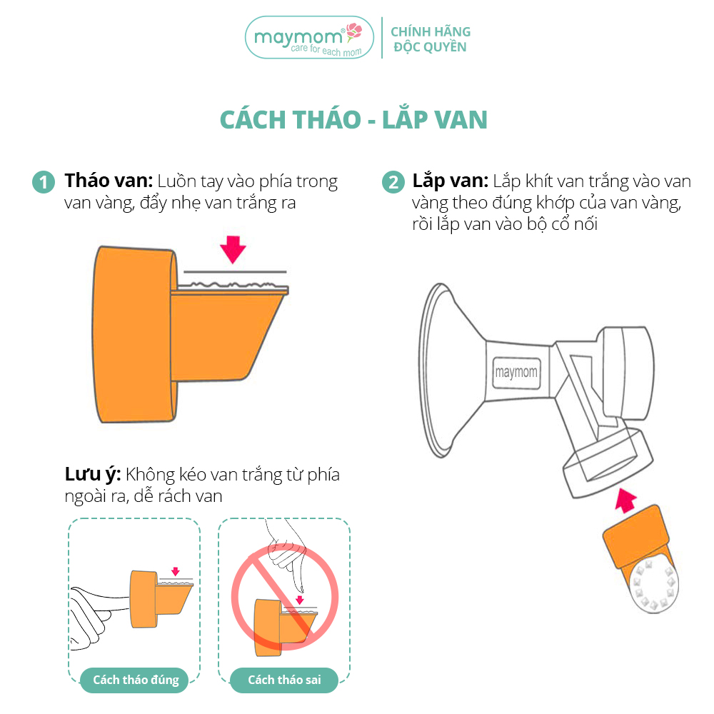 Van Trắng Máy Hút Sữa Maymom, Phụ Kiện Thay Thế Máy Medela Pump, Harmony, Swing, Mini Electric - Bộ 8 Van Gía SIÊU TỐT