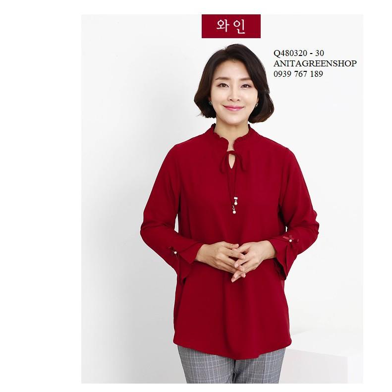 Q480320 ÁO CỔ TRỤ TRUNG NIÊN DÀI TAY