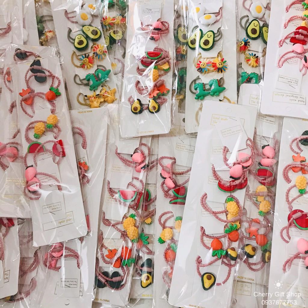 SET 10 Cột Tóc Đủ Hình Nhiều Màu Siêu Dễ Thương Giá Sỉ