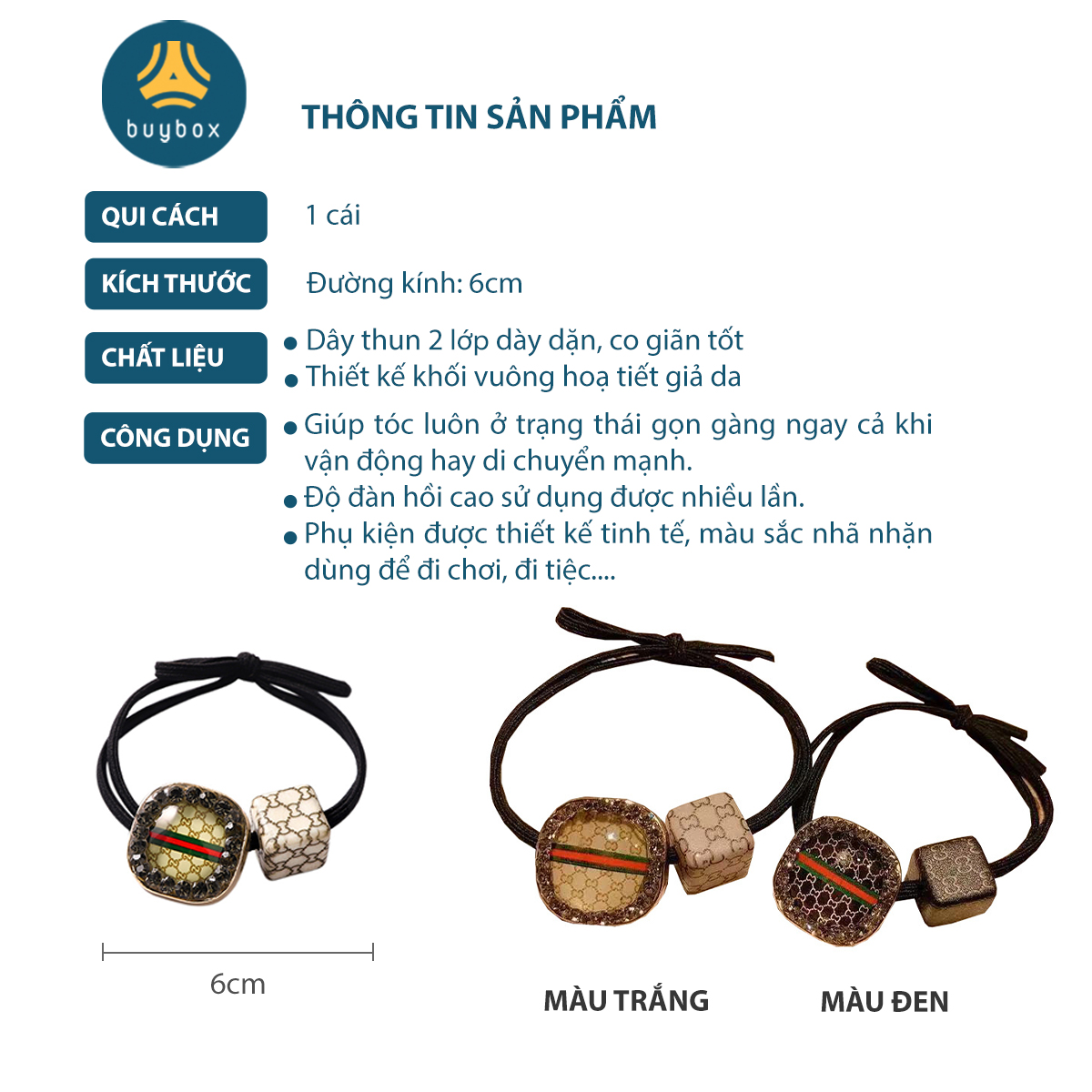 Dây buộc tóc, thiết kế nữ tính, sang trọng chất thun co giãn tốt không gãy tóc - BuyBox - BBPK297