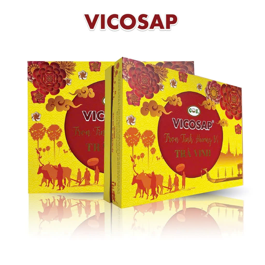 Hộp quà Tết 2025 VICOSAP Trọn Tình Hương Vị Trà Vinh Tinh Hoa Tử Tế Tiết Kiệm các sản phẩm dừa sáp