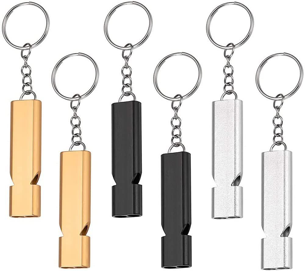 Đôi Ống Sinh Tồn Còi Di Động An Toàn Còi Sơ Cứu Cao Tần Số Đi Bộ Đường Dài Cắm Trại Khẩn Cấp Móc Khóa Dụng Cụ Color: Black