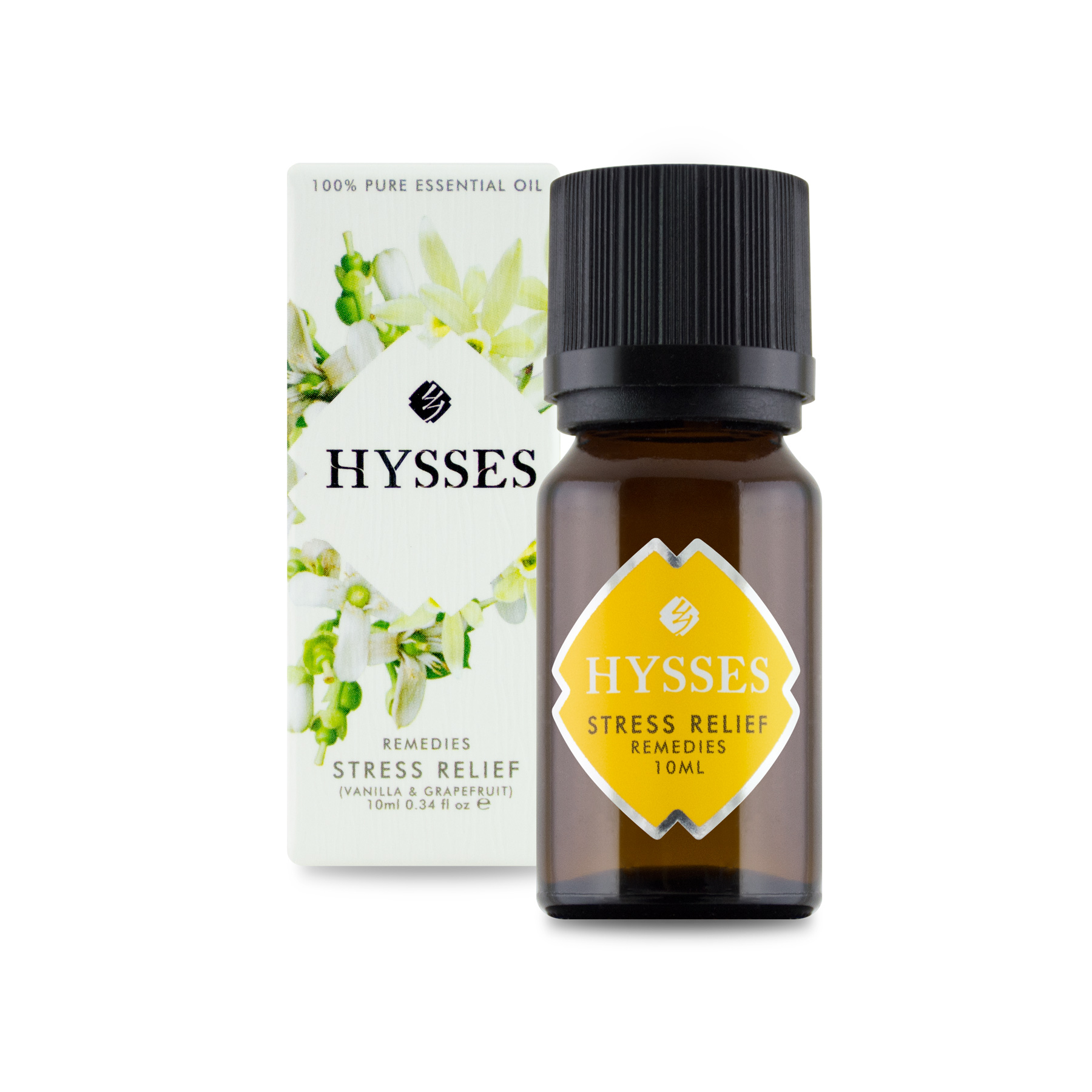 Tinh Dầu Cao Cấp Hysses Remedies Stress Relief Giảm Căng Thẳng, Thư Giãn Cơ Thể, Cân Bằng Cảm Xúc Với Tinh Dầu Bưởi và Vani Hữu Cơ Tự Nhiên Từ Madagascar Mỹ