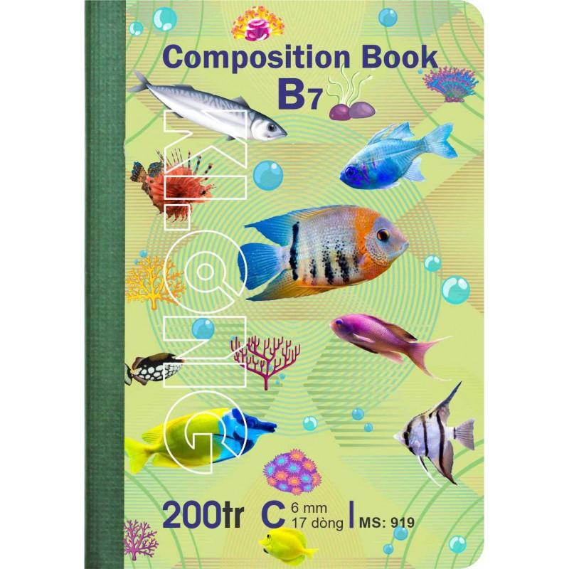 Sổ kẻ ngang may dán gáy Composition book KLONG B7- 200 trang 70/76; MS: 919