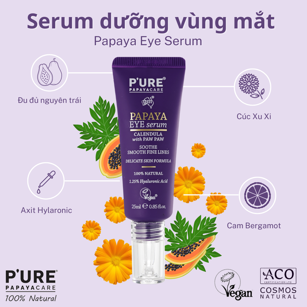 Serum dưỡng vùng mắt P’URE Papayacare Papaya Eye Serum 25ml