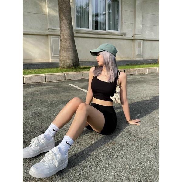 Sét 3 quần legging đùi tăm 3 màu , quần legging chất cotton tăm , quần đùi, quần ngố