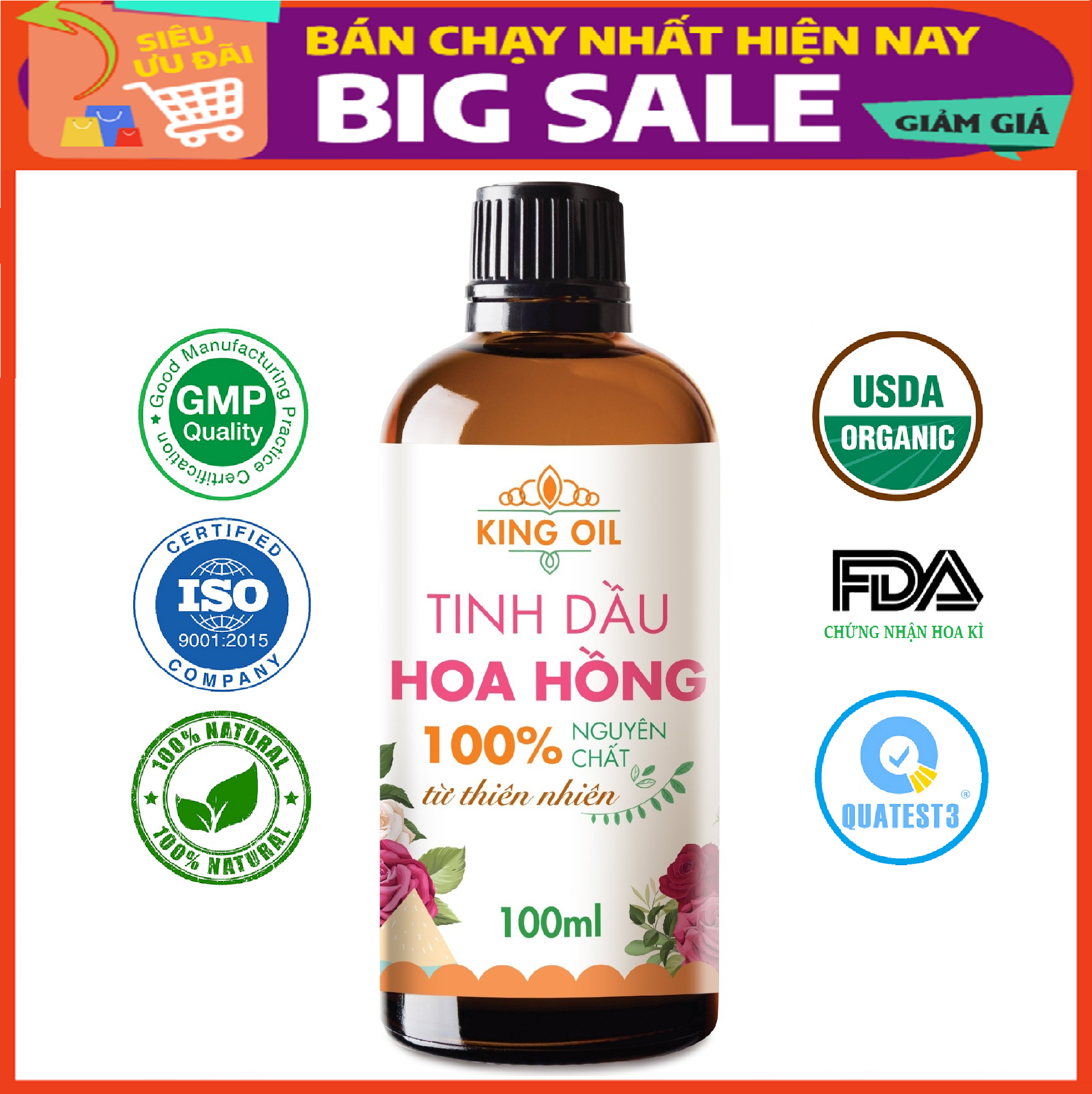 Tinh dầu Hoa Hồng 100ml nguyên chất từ thiên nhiên - KingOil